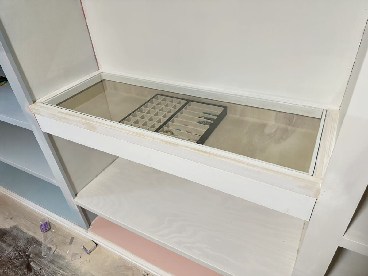 DIY jewelry organizer - jewelry drawer with glass top