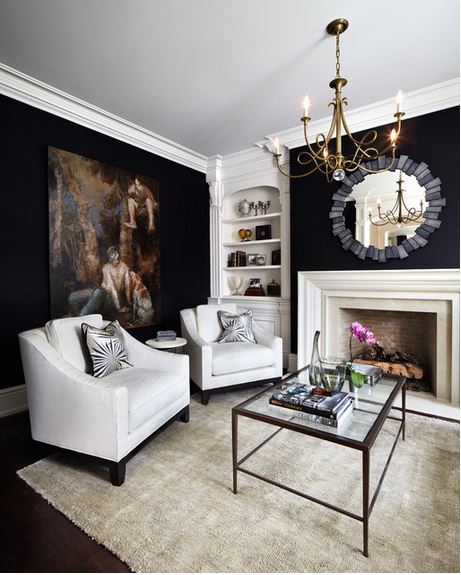 fireplace color options for black walls - Kingsway Home, via Houzz
