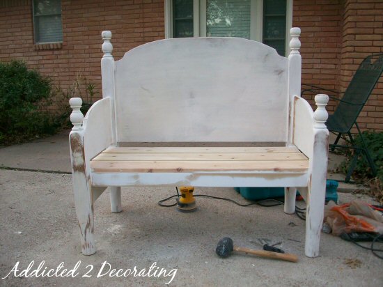 DIY Headboard Bench Made From A Headboard And Footboard