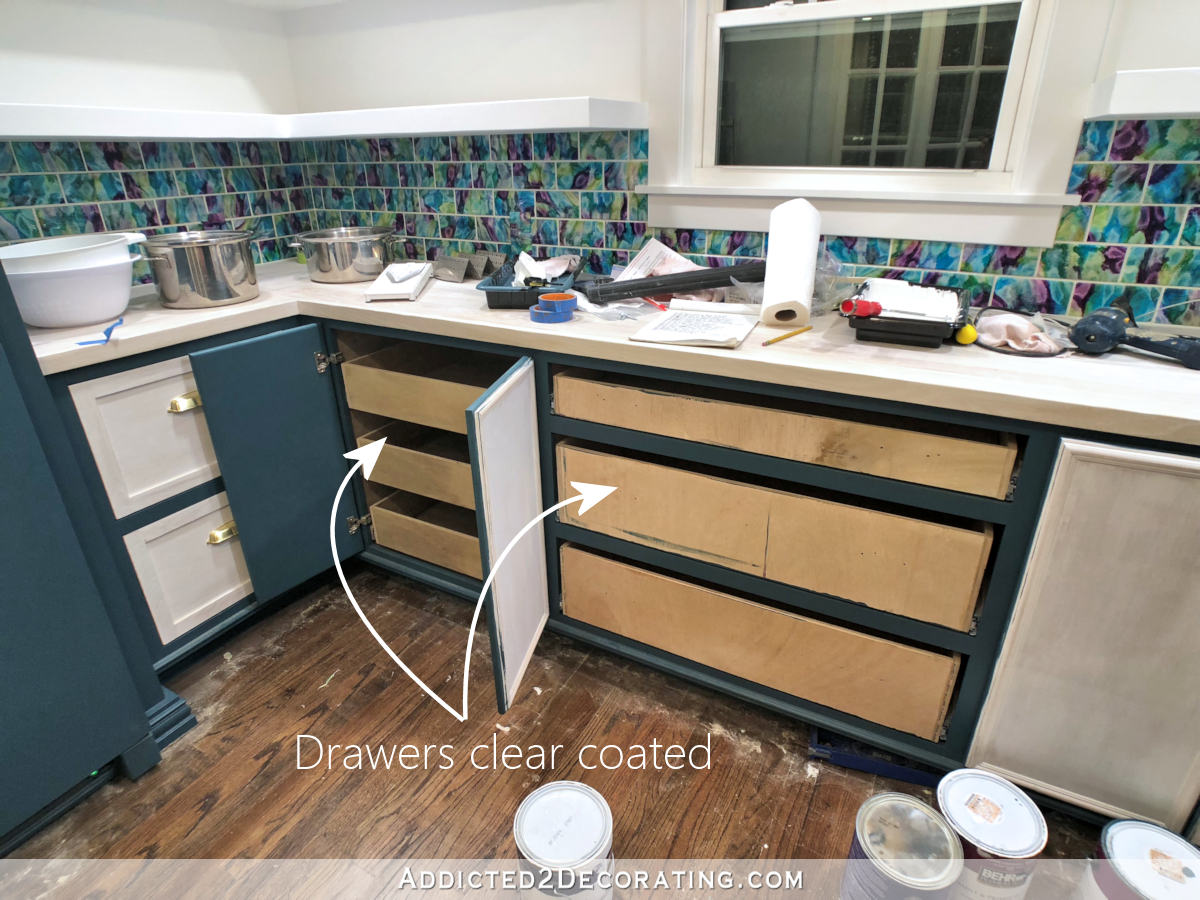 pantry progress - plywood drawer boxes clear coated with water based polyurethane